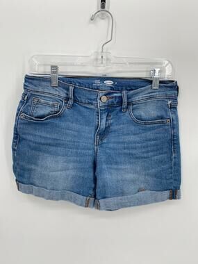 Old Navy Denim Medium Wash Cuffed Fitted Shorts Blue Size 2